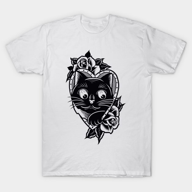 Black cat T-Shirt by Adorline